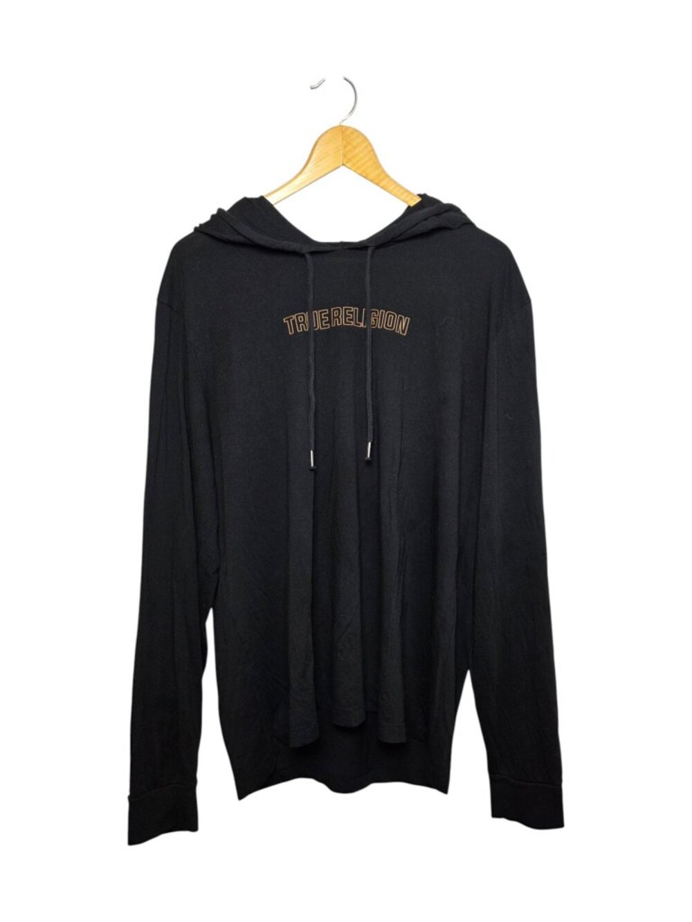 True Religion Men's XL Black Buddha Graphic Logo Pullover Hoodie Long Sleeve